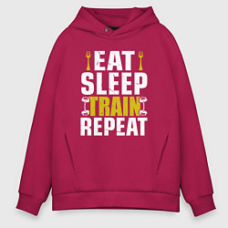 Мужское худи оверсайз Eat sleep train