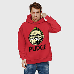 Толстовка оверсайз мужская Pudge Face, цвет: красный — фото 2