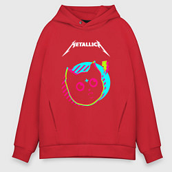 Толстовка оверсайз мужская Metallica rock star cat, цвет: красный