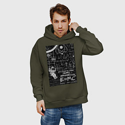 Толстовка оверсайз мужская Космос формулы, цвет: хаки — фото 2