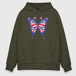 Толстовка оверсайз мужская USA butterfly, цвет: хаки