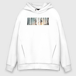 Толстовка оверсайз мужская Logotype alone in the dark, цвет: белый