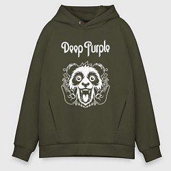 Толстовка оверсайз мужская Deep Purple rock panda, цвет: хаки