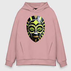 Мужское худи оверсайз Африканская маска в кислотно неоновых цветах