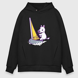 Толстовка оверсайз мужская Лошадь яхтсмен, цвет: черный