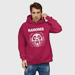 Толстовка оверсайз мужская Ramones rock panda, цвет: маджента — фото 2