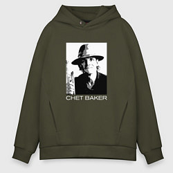 Толстовка оверсайз мужская Chet Baker jazz legend, цвет: хаки