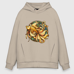 Мужское худи оверсайз Золотая рыбка исполняет желания