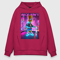 Толстовка оверсайз мужская Neon Bart - with skateboard ai art fantasy, цвет: маджента