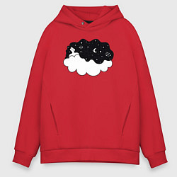 Мужское худи оверсайз Космическая девушка на облаке