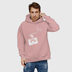 Толстовка оверсайз мужская Cassette music, цвет: пыльно-розовый — фото 2