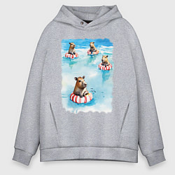 Мужское худи оверсайз Капибара на море