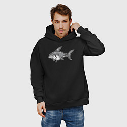 Толстовка оверсайз мужская Хитрая акула, цвет: черный — фото 2