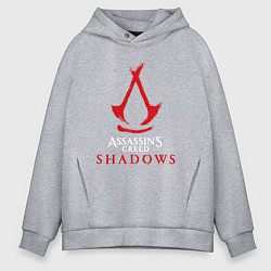 Толстовка оверсайз мужская Assassins creed shadows logo, цвет: меланж