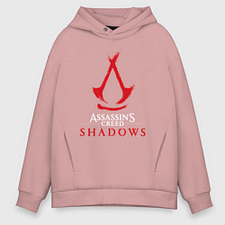 Толстовка оверсайз мужская Assassins creed shadows logo, цвет: пыльно-розовый