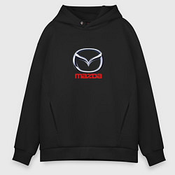 Толстовка оверсайз мужская Mazda logo, цвет: черный