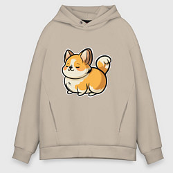 Мужское худи оверсайз Милый корги пухленький
