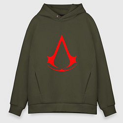 Толстовка оверсайз мужская Red logo of assassins, цвет: хаки