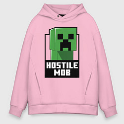 Толстовка оверсайз мужская Minecraft hostile mob, цвет: светло-розовый