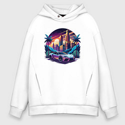Мужское худи оверсайз Автомобиль в ночном городе