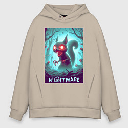 Толстовка оверсайз мужская Terrible squirrel - nightmare, цвет: миндальный