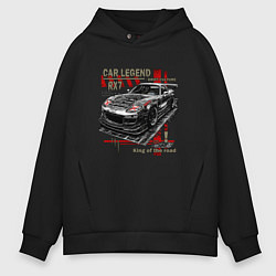 Толстовка оверсайз мужская Rx7 Twin turbo, цвет: черный