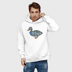 Толстовка оверсайз мужская Механическая утка из стимпанка, цвет: белый — фото 2