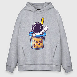 Мужское худи оверсайз Космонавт в стакане