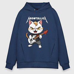 Толстовка оверсайз мужская Meowtallica rock, цвет: тёмно-синий