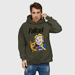 Толстовка оверсайз мужская Vault boy and shepherd, цвет: хаки — фото 2