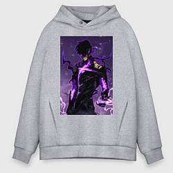 Мужское худи оверсайз Поднятие уровня в одиночку Джину Сон теневая броня