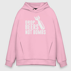 Мужское худи оверсайз Бросай пиво а не бомбы