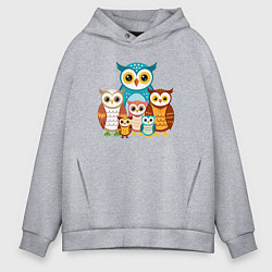 Мужское худи оверсайз Семья сов
