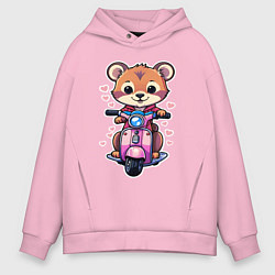 Мужское худи оверсайз Медведик на мопеде катается