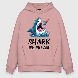 Мужское худи оверсайз Shark ice cream - ai art