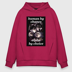 Мужское худи оверсайз Human by chance, alpha by choice