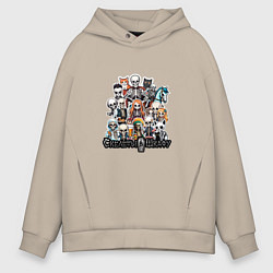 Мужское худи оверсайз Стикеры со скелетами