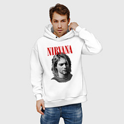 Толстовка оверсайз мужская Nirvana kurt donald cobain, цвет: белый — фото 2