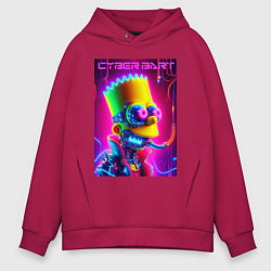 Толстовка оверсайз мужская Cyber Bart - neon glow fantasy, цвет: маджента