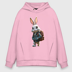 Мужское худи оверсайз Зайчик идёт в школу