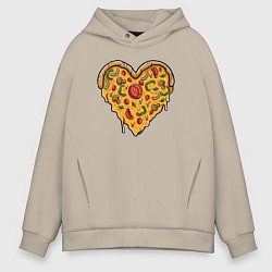Толстовка оверсайз мужская Pizza heart, цвет: миндальный