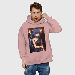 Толстовка оверсайз мужская Реинкарнация безработного Рокси Мигурдия в платье, цвет: пыльно-розовый — фото 2