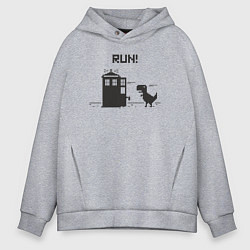 Мужское худи оверсайз Тардис и динозаврик пиксельный