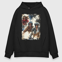 Мужское худи оверсайз Мотокросс -акварель