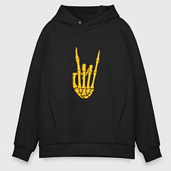 Толстовка оверсайз мужская Golden skeleton hand, цвет: черный