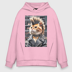 Мужское худи оверсайз Прикольный котик панк - нейросеть