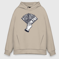 Мужское худи оверсайз Доллары в руке