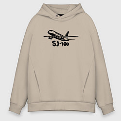 Мужское худи оверсайз Сухой Суперджет 100 черный с надписью