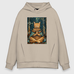 Мужское худи оверсайз Кот на медитации