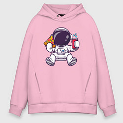 Мужское худи оверсайз Космонавт ест пиццу